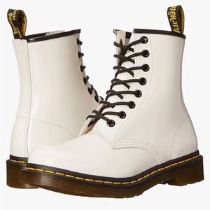 Dr. Marten White Leather Lace Up Boots 1460